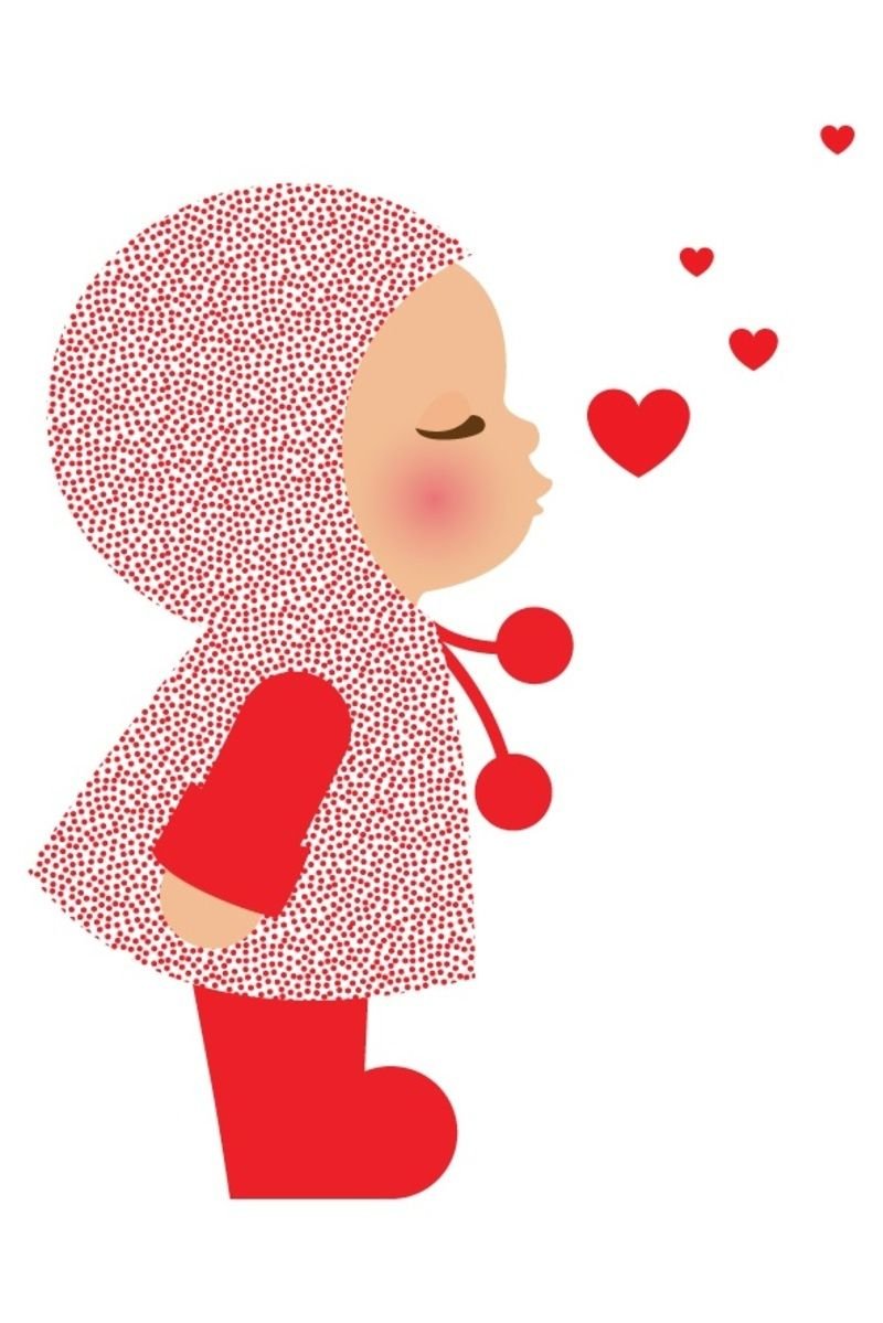 Воздушный поцелуй сердечками