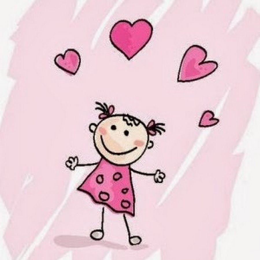 Мультяшные девочки с сердечком