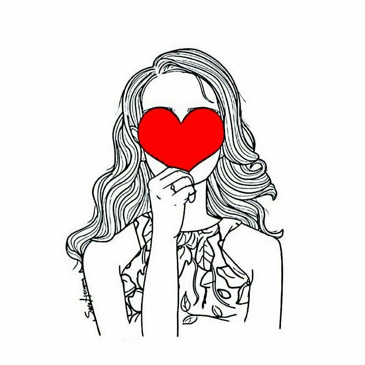 Мультяшные девочки с сердечком