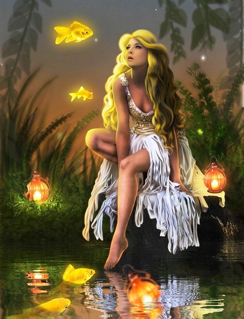Девушка с золотой рыбкой фэнтези