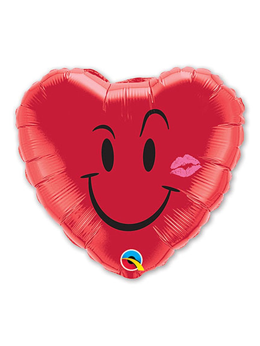 Сердце смайлик шар фольга