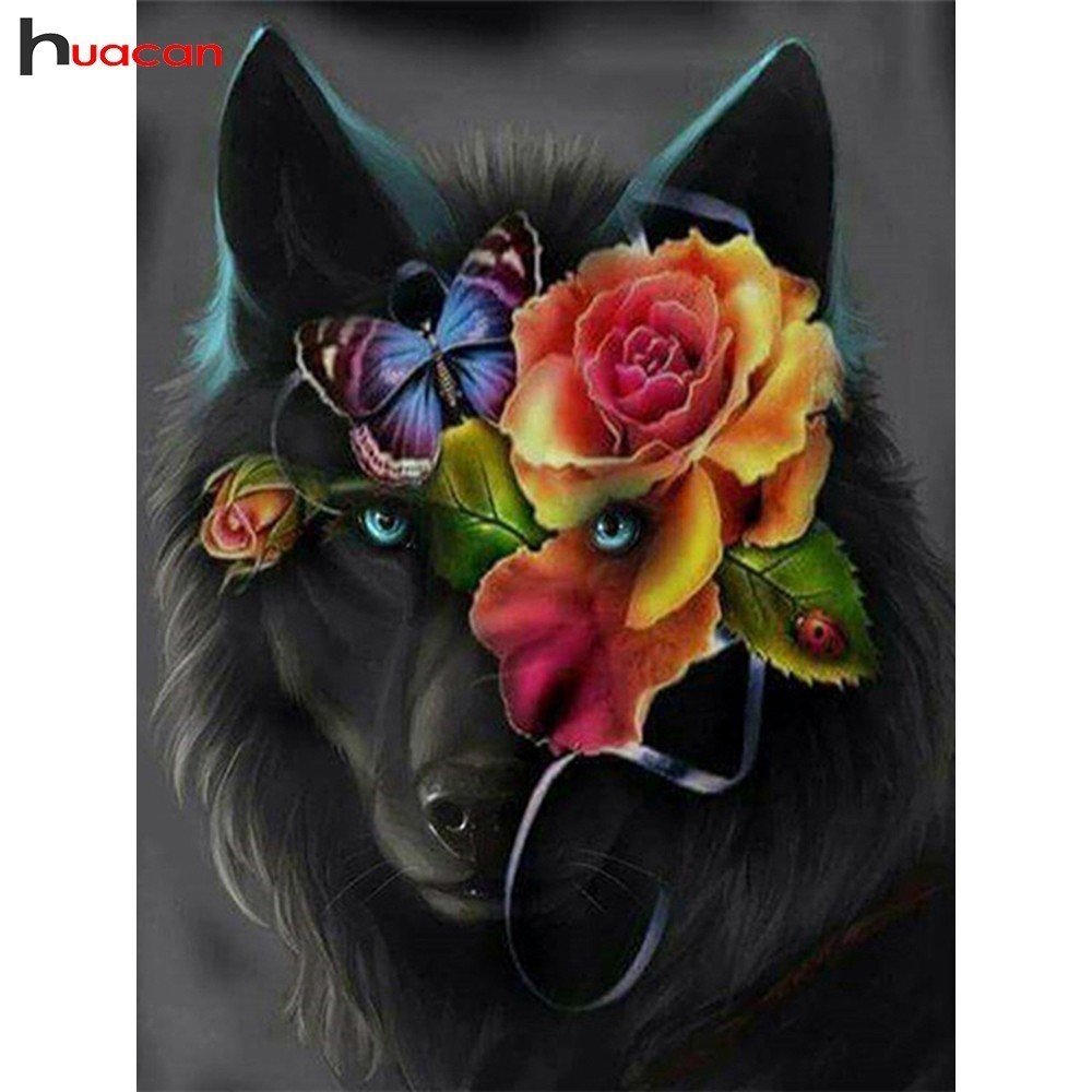 Волк с цветком