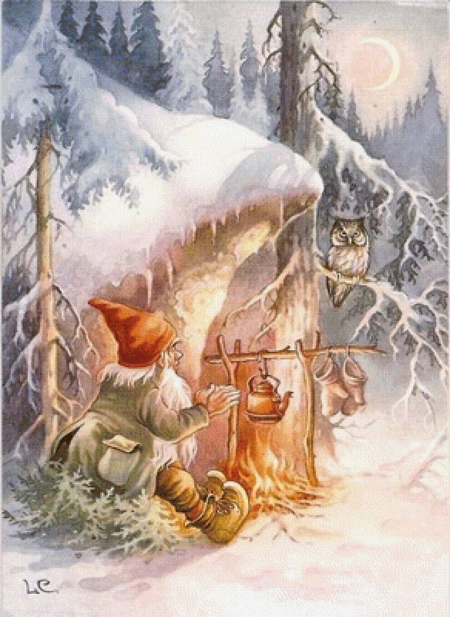 Гномики в зимнем лесу