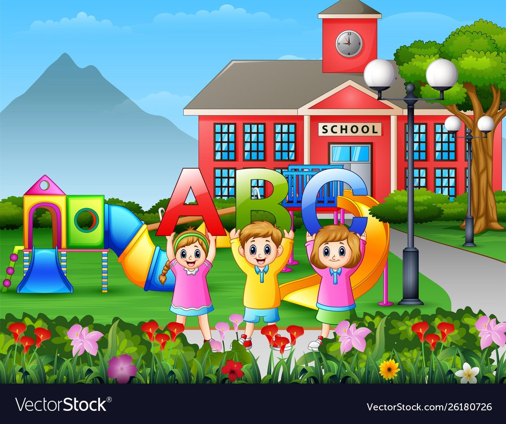 Школьный двор мультяшный