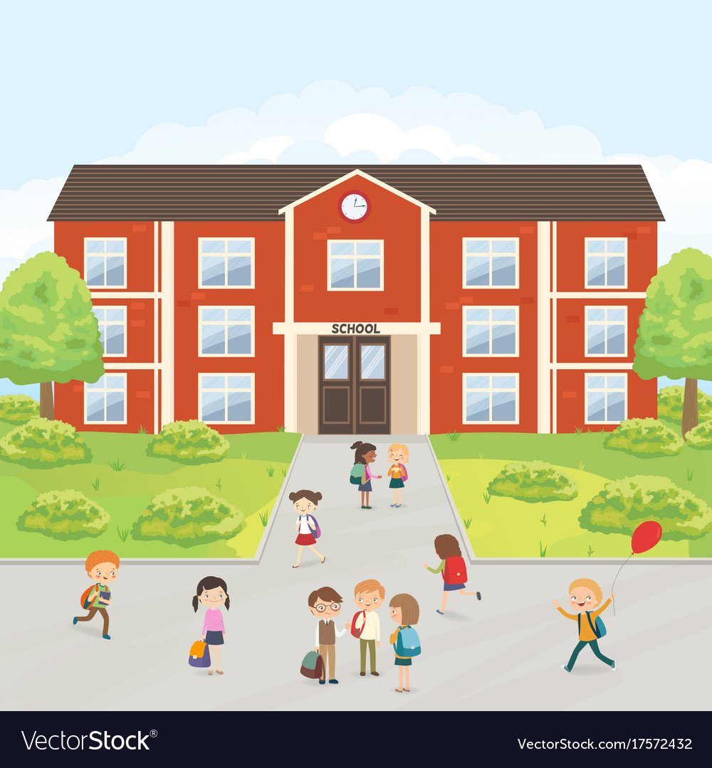 Школьный двор рисунок