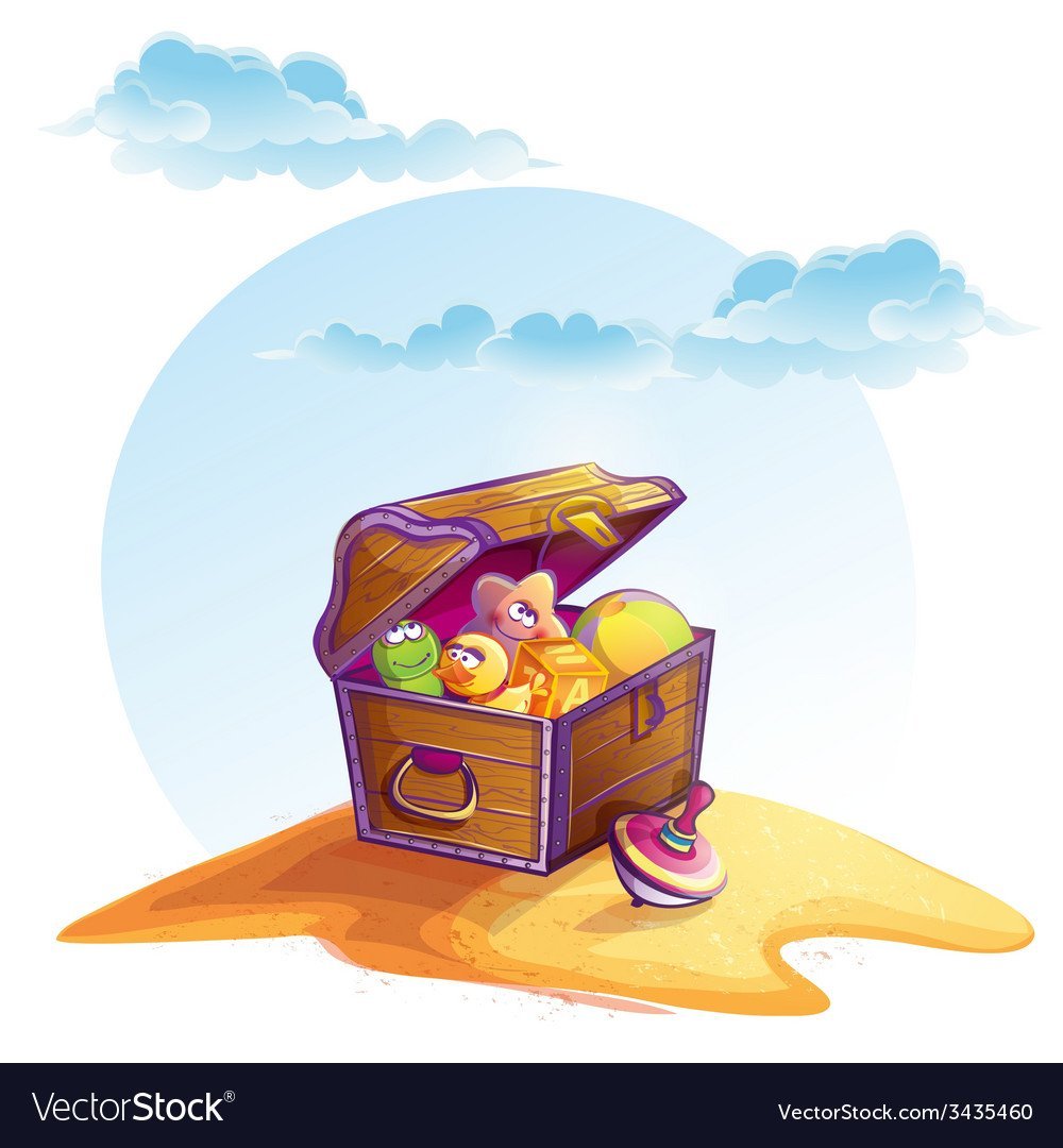 Мультяшный сундучок открытый