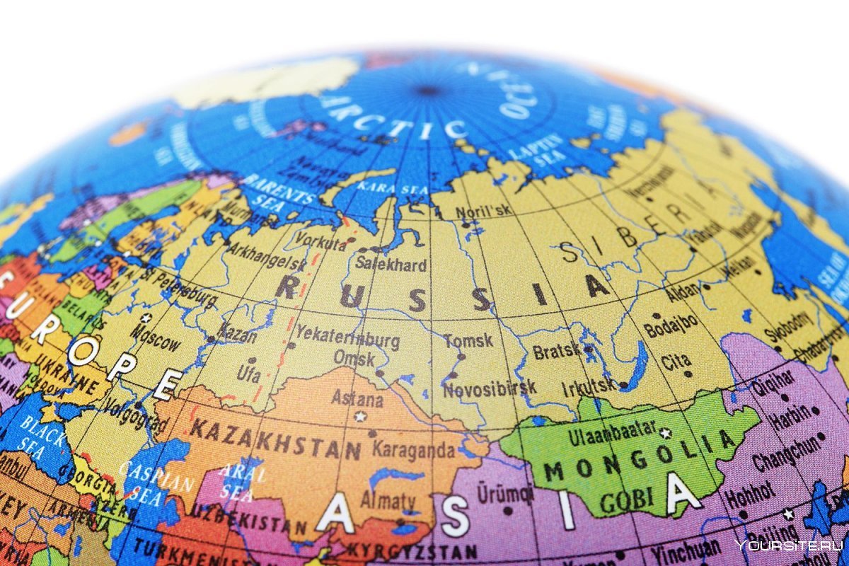 Карта России на глобусе