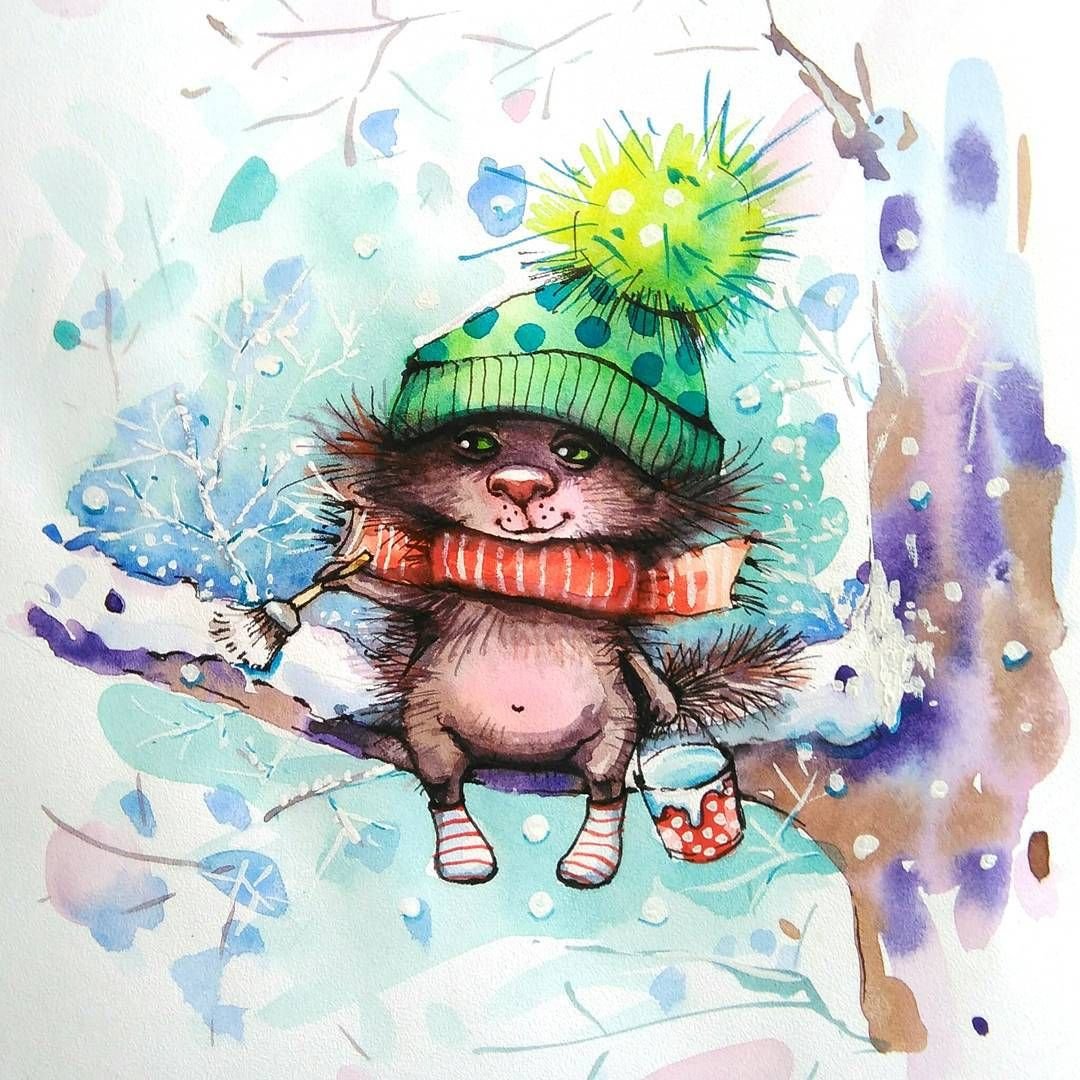 Открытка с ежиком