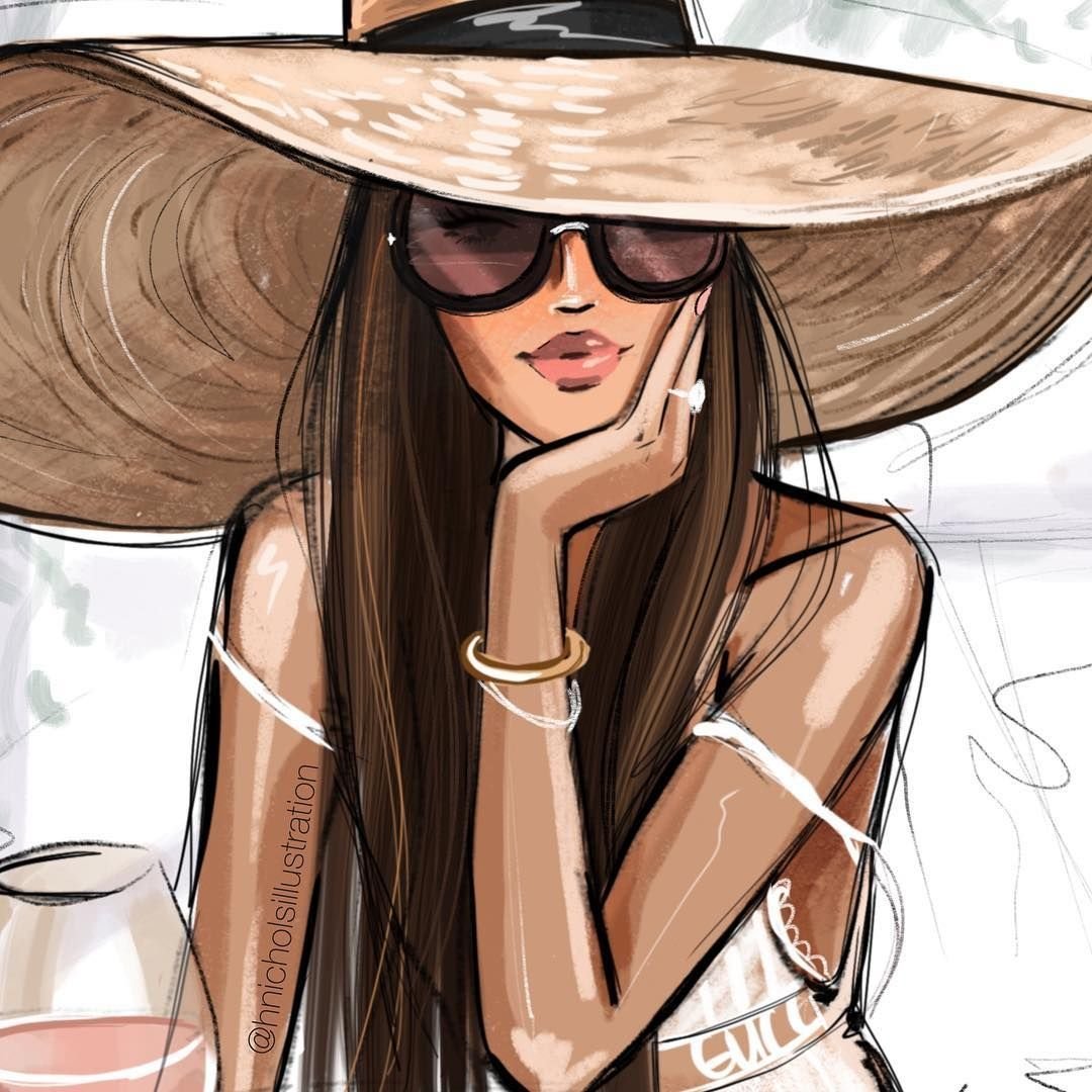 Нарисованная девушка с телефоном