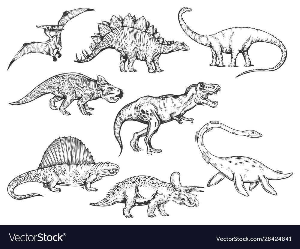 Динозавры скетч вектор