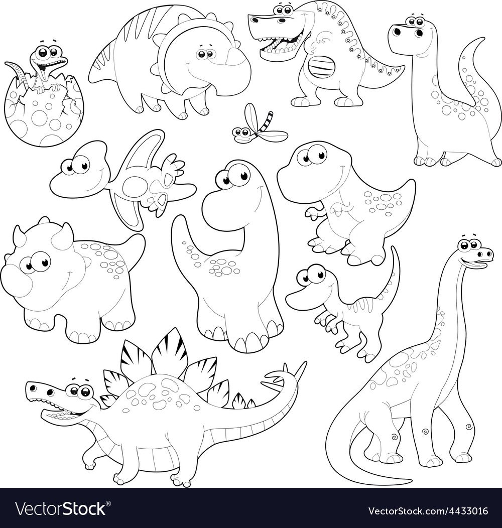 Раскраска динозавры много