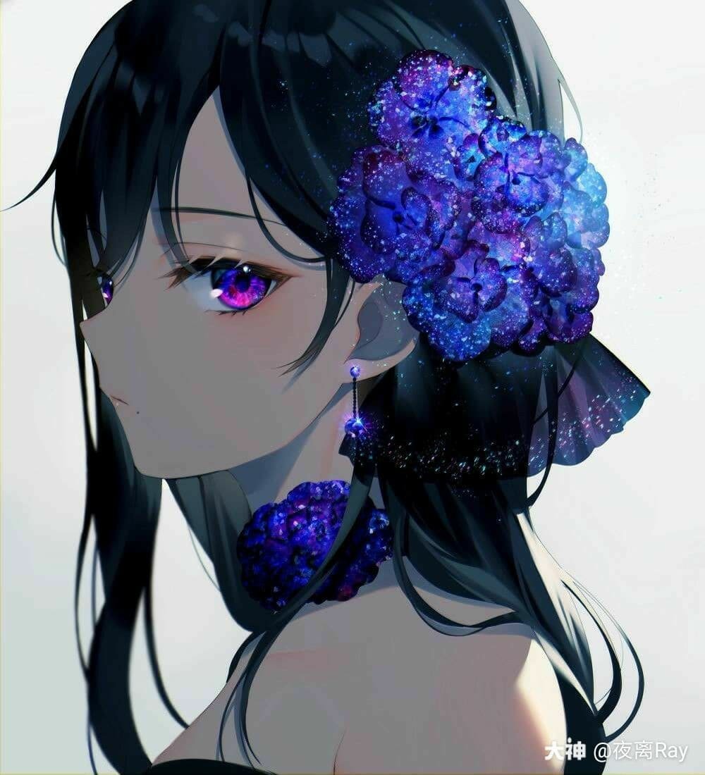 Аниме девушка с черными волосами