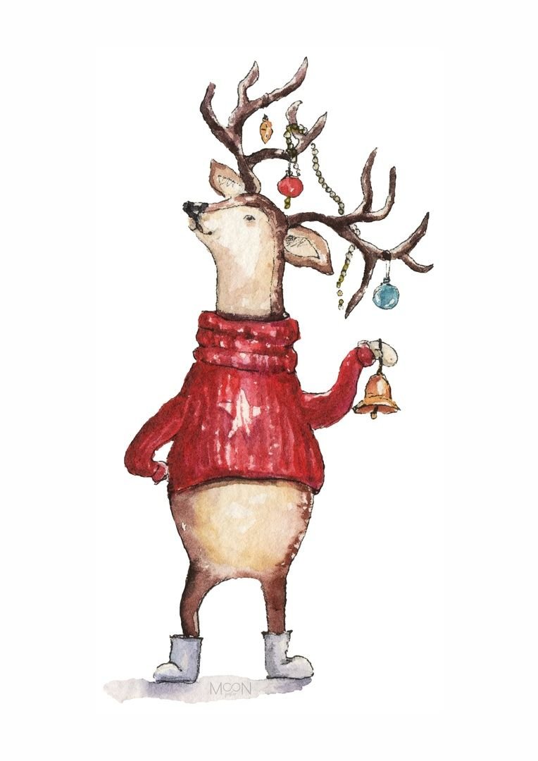 Новогодний олень рисунок