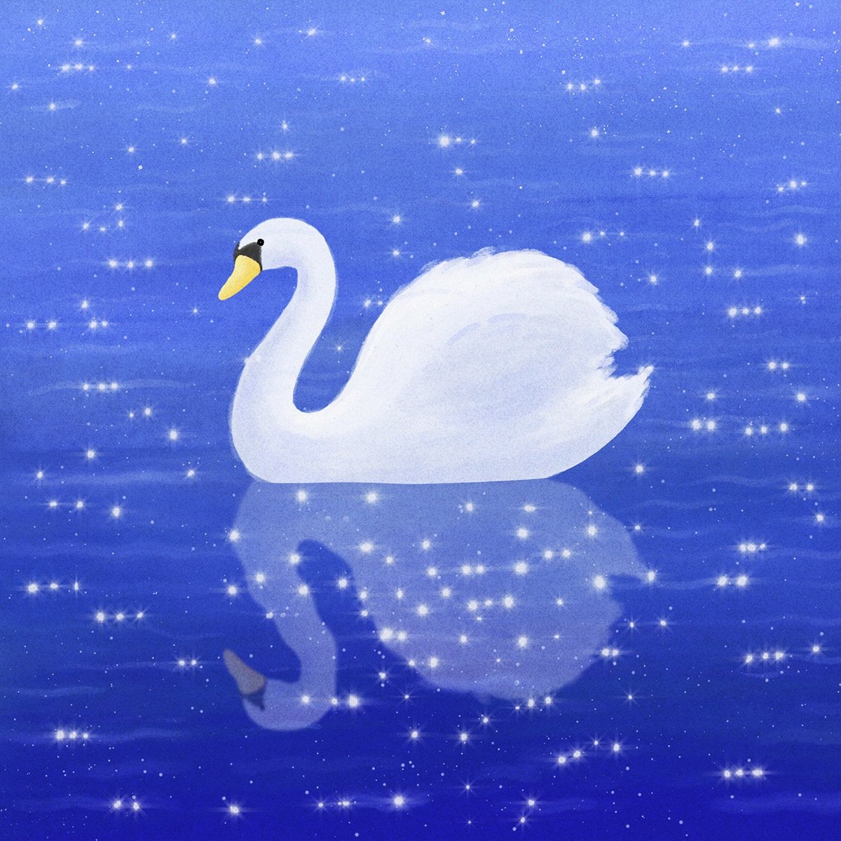 Лебедь в мультяшном стиле