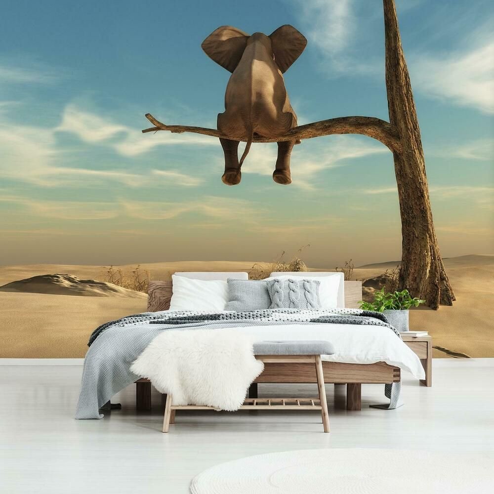 Фотообои 3 д со слоном на ветке