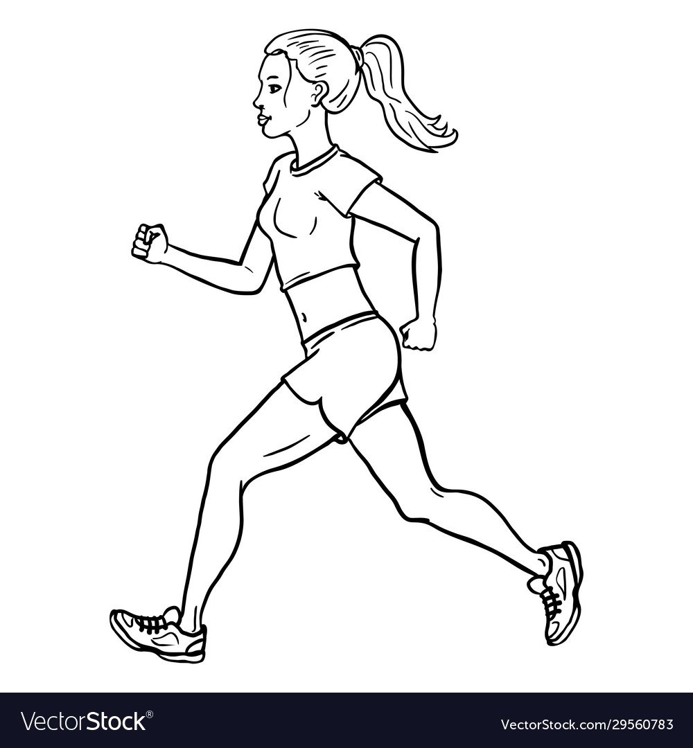 Пробежка девушка черно белое