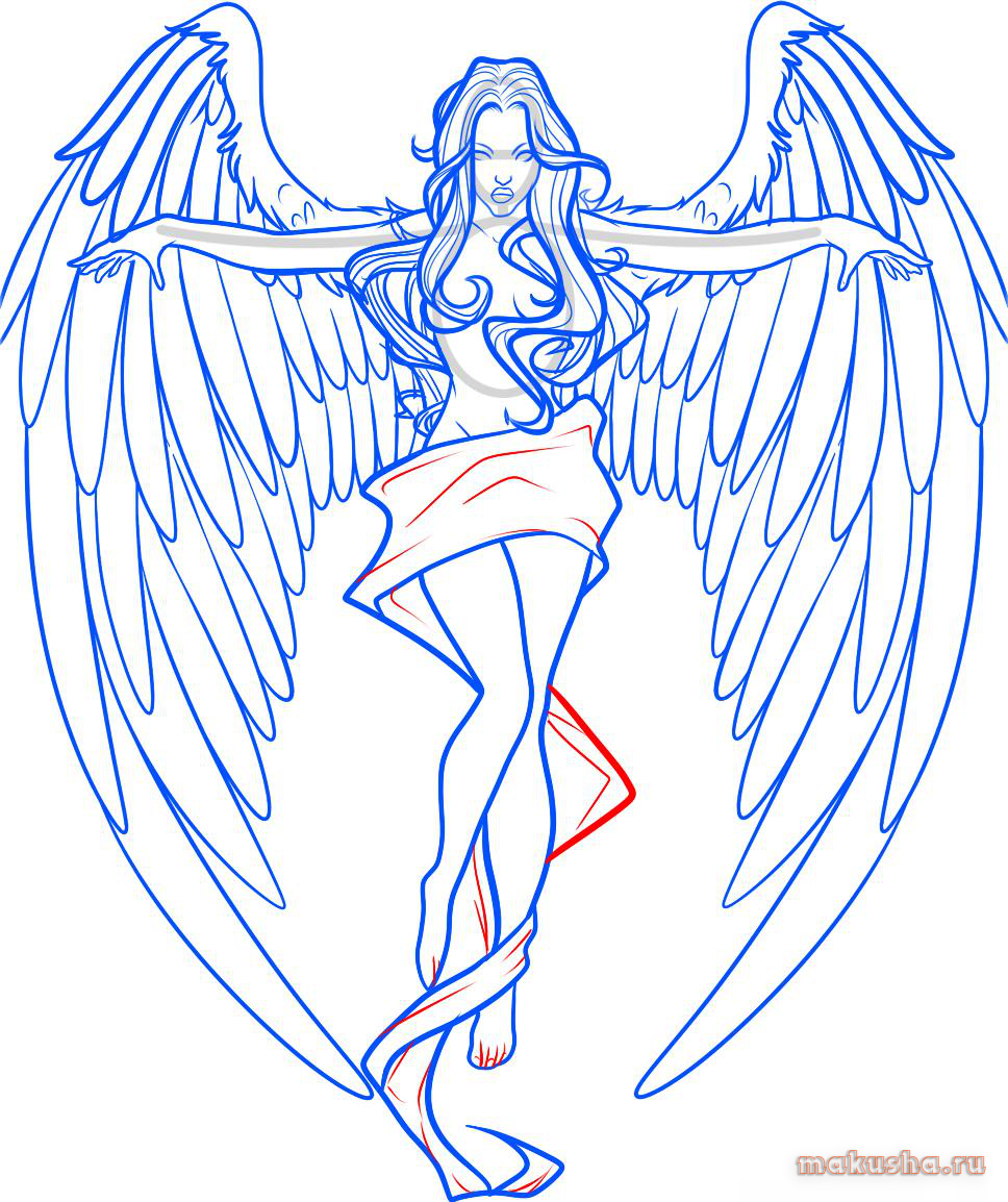 Рисунок ангела карандашом