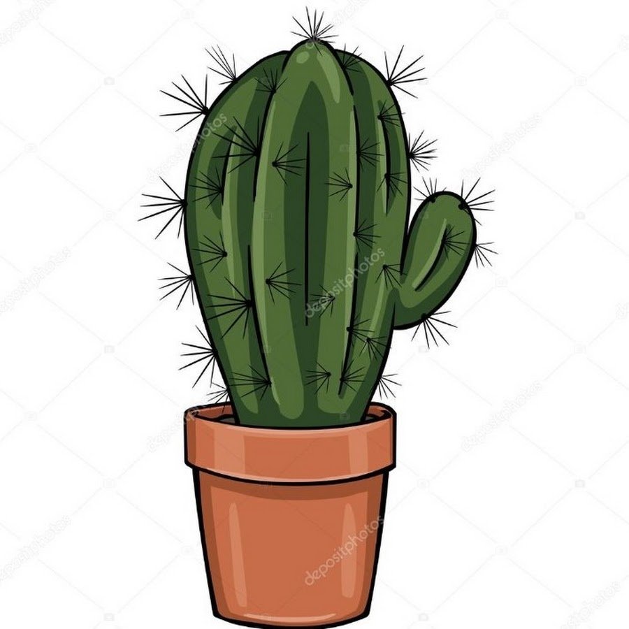 Кактус в горшке Сток Графика