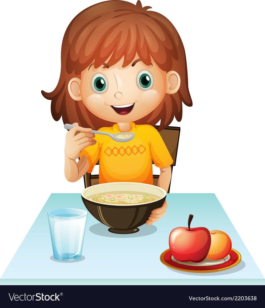 Девочка ужинает