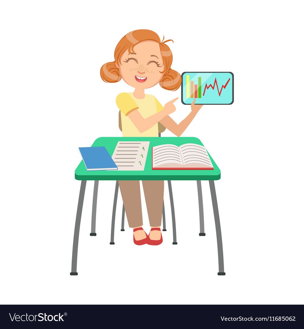 Школьница сидит за партой