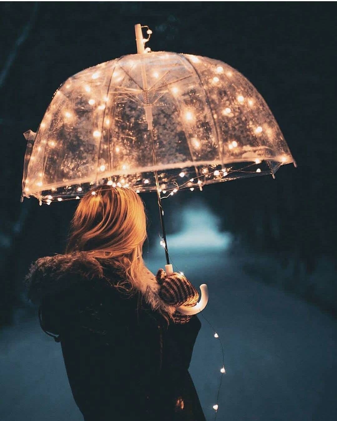 Зонт с гирляндой