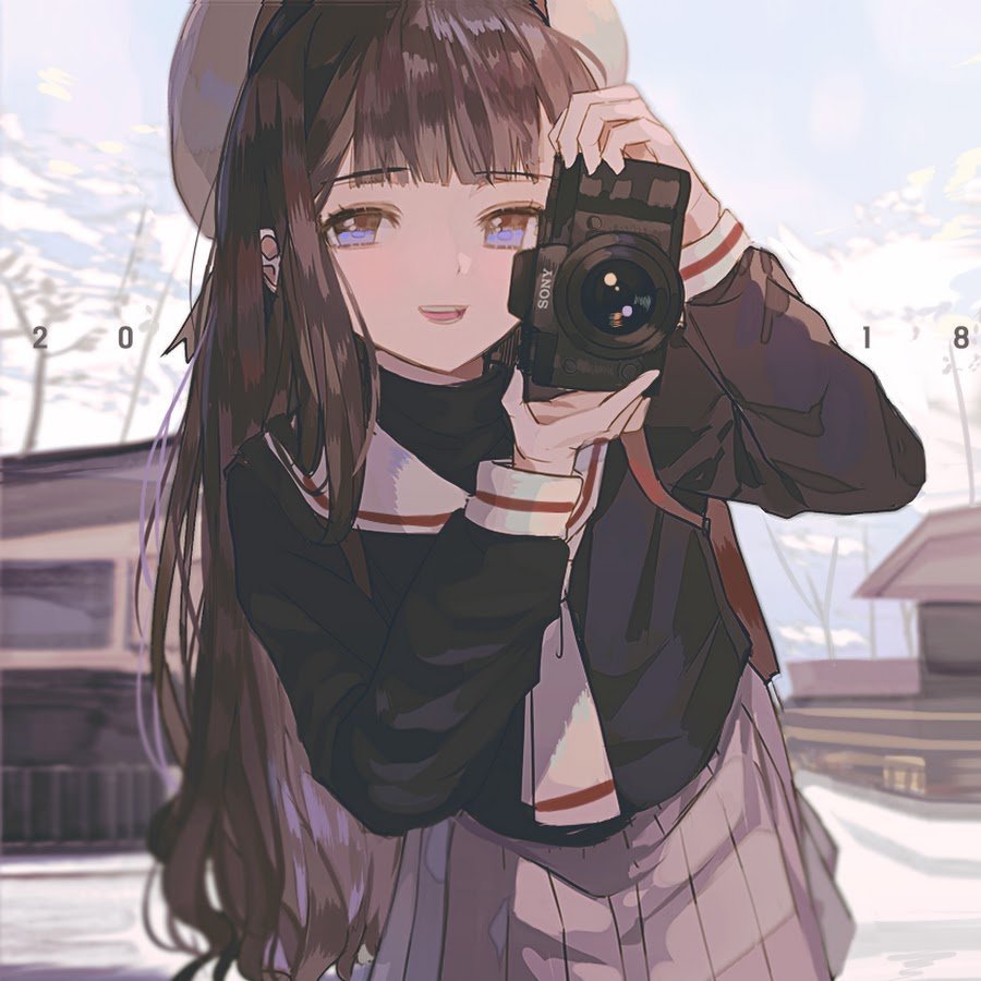 Девушка с фотоаппаратом арт