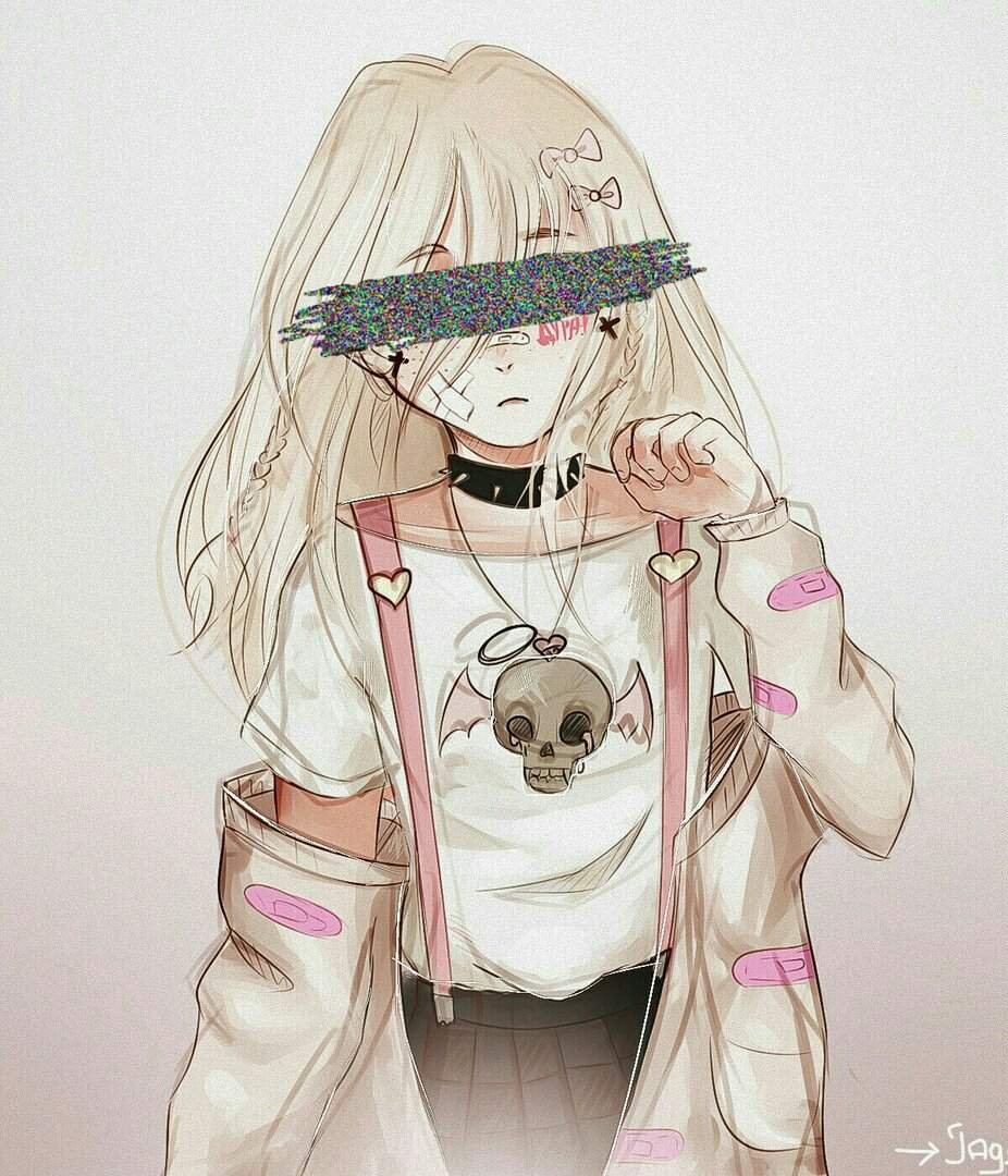 Девушка блондинка в маске аниме