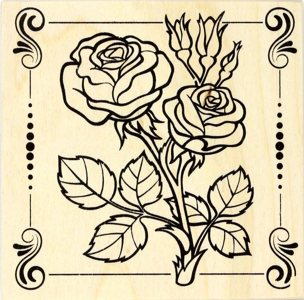 2488918 Доска для выжигания "роза" 15*15см