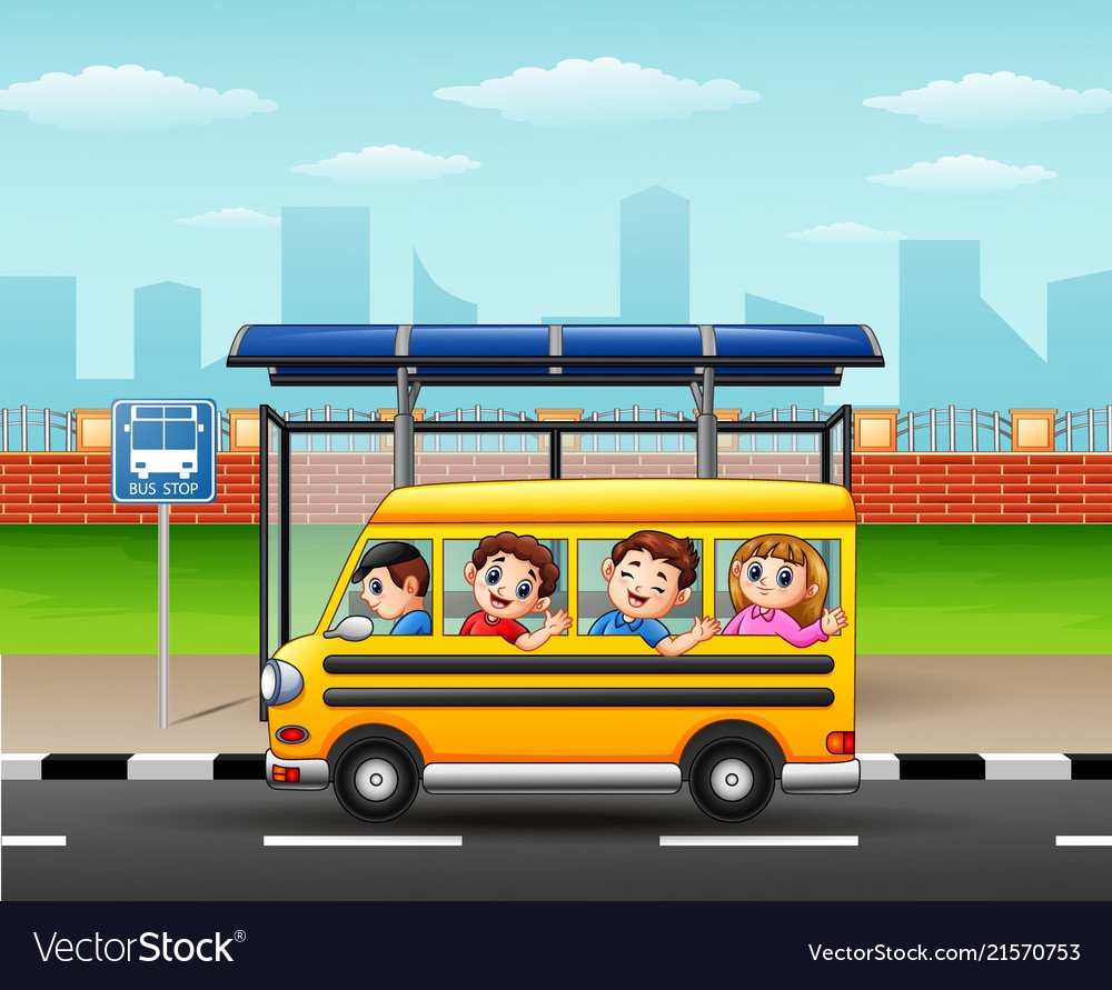 Автобусная остановка мультяшная