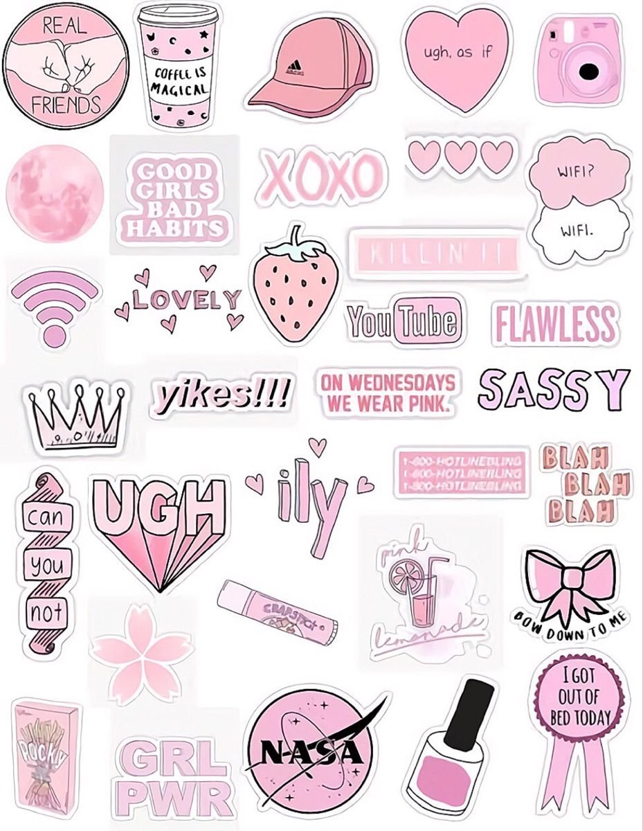 Стикеры для распечатки розовые