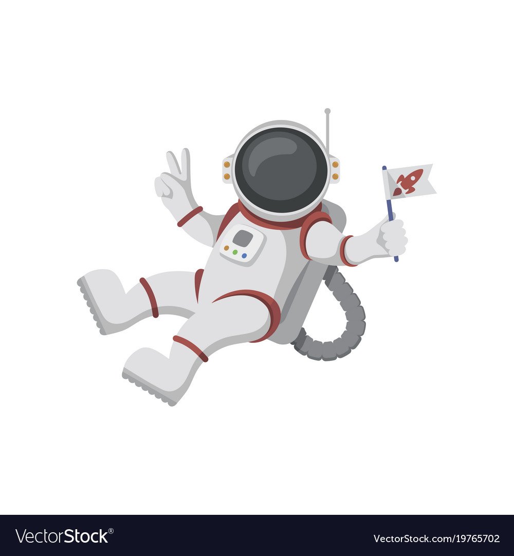 Космонавт взлетает на белом фоне