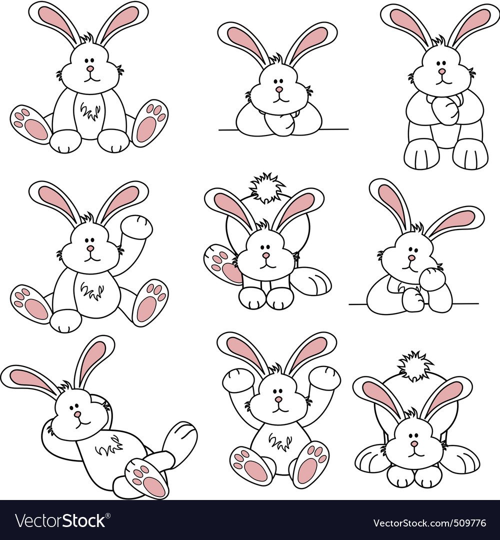 Много зайчиков на одном листе