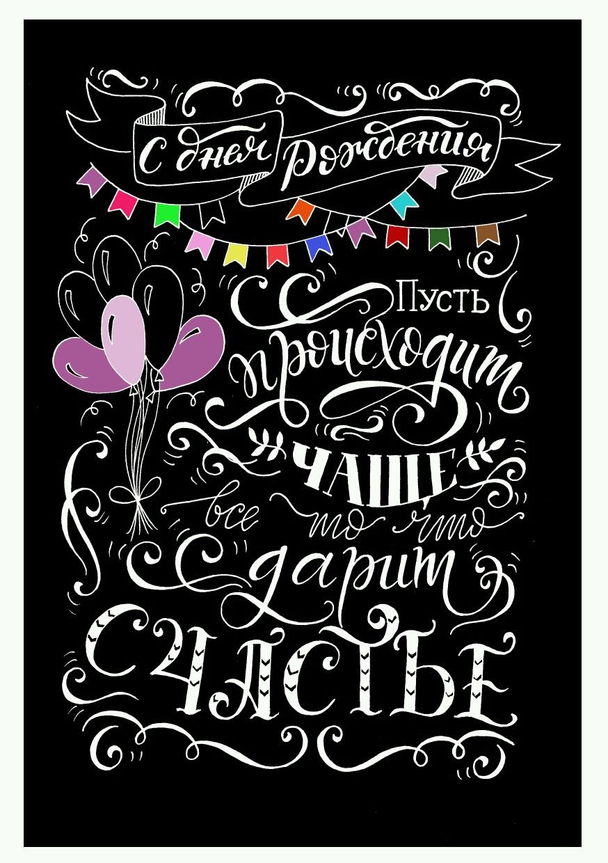 Надпись с днем рождения леттеринг