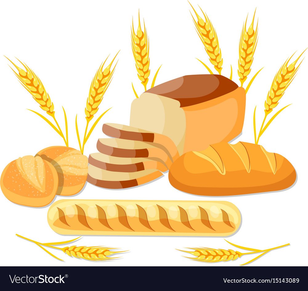 Нарисованный хлеб на белом фоне