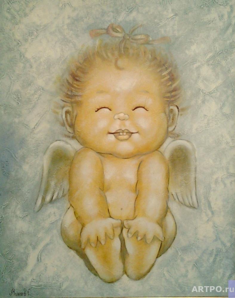 Ангелы с младенцем живопись