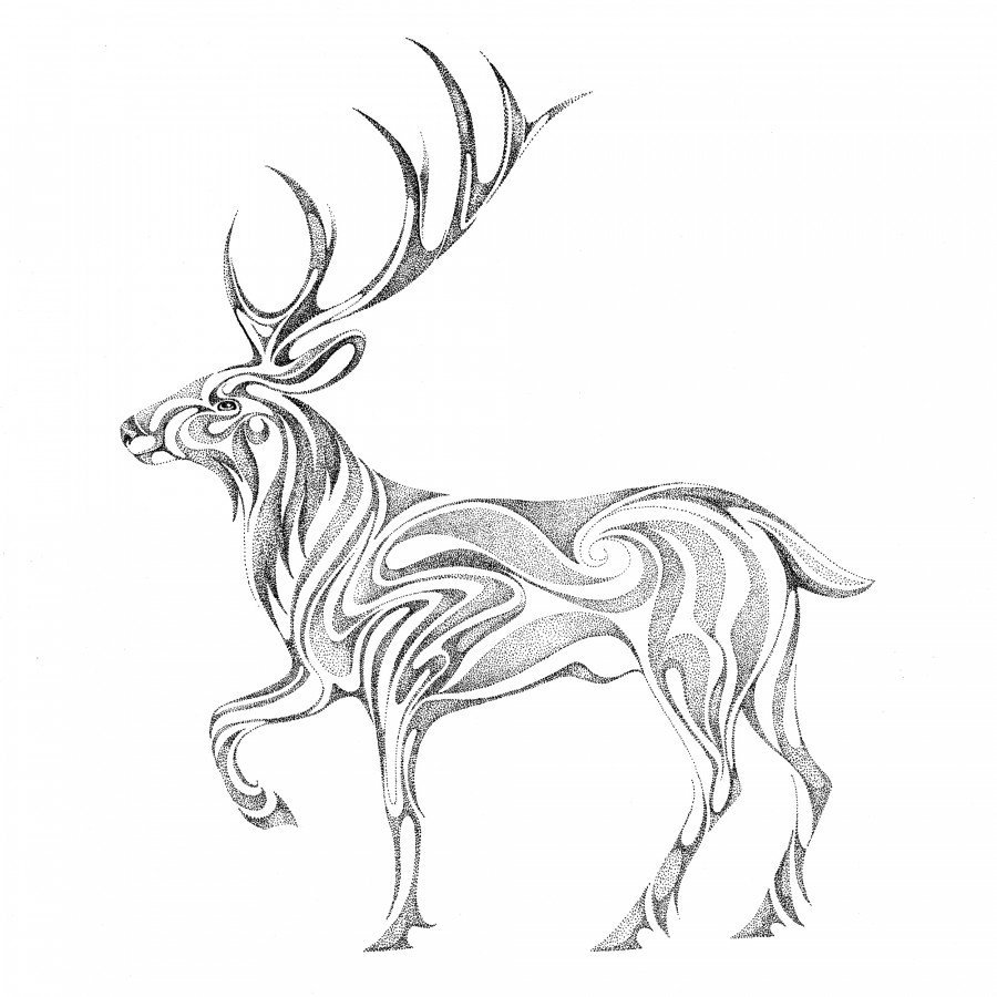 Стилизация оленя в графике