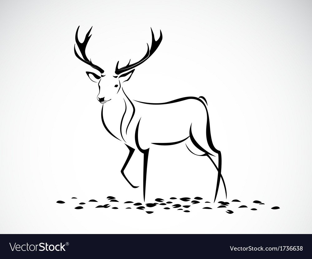Олень силуэт белый с контуром