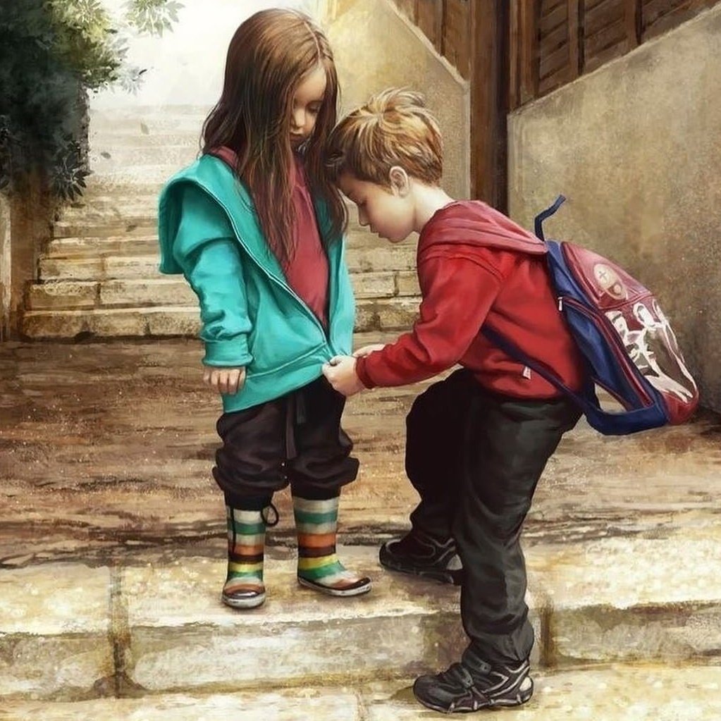 Мальчик и девочка живопись