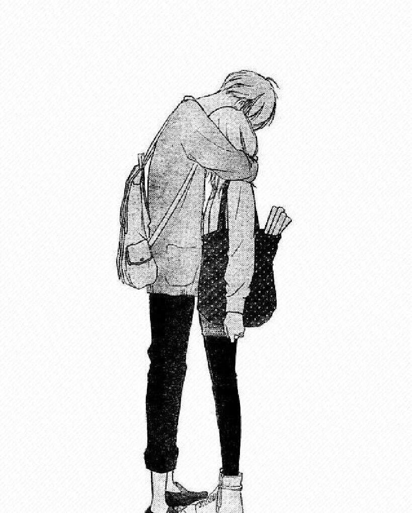 Аниме парень с рюкзаком