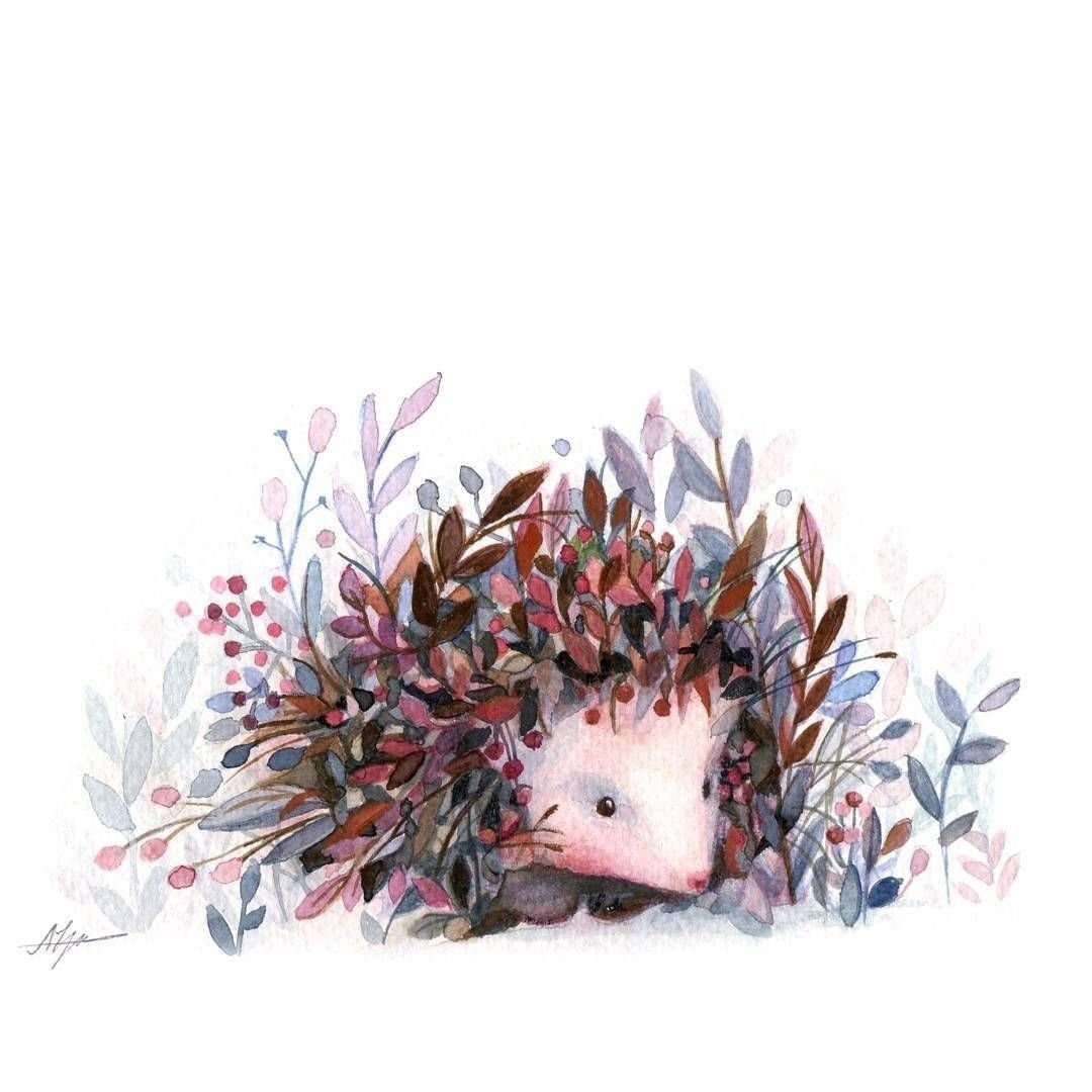 Милый Ежик акварель