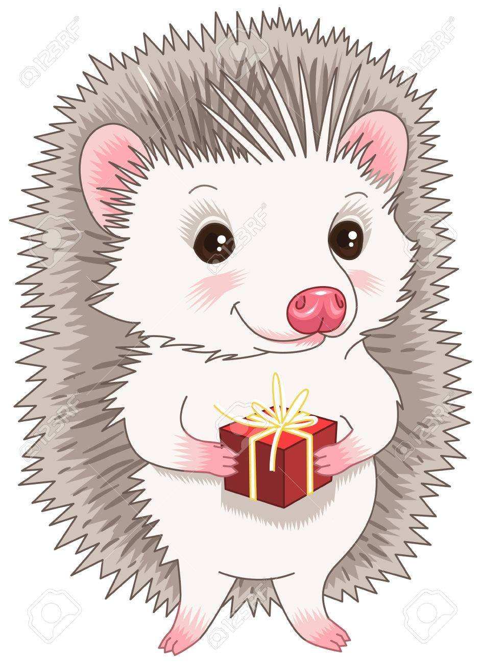 Милый Ежик с подарком