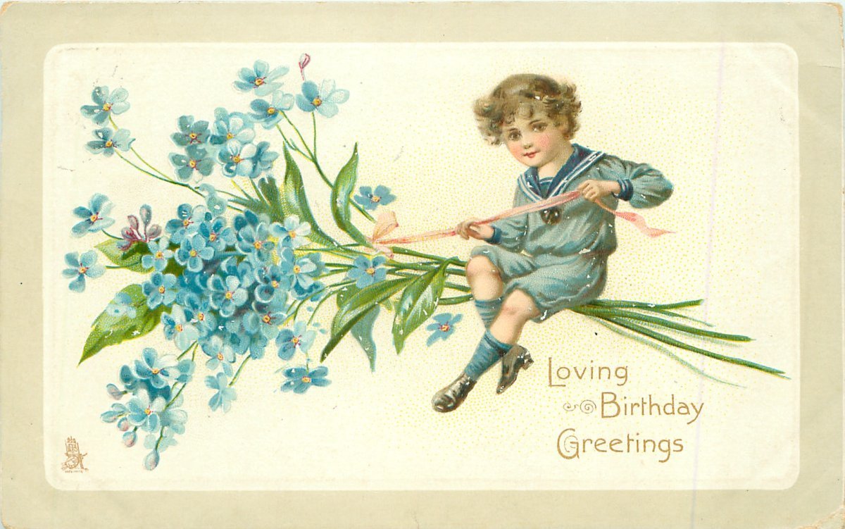 Винтажная открытка с днем рождения