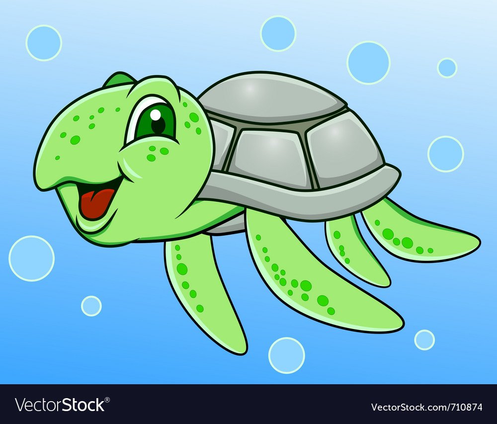 Мультяшная черепаха в воде