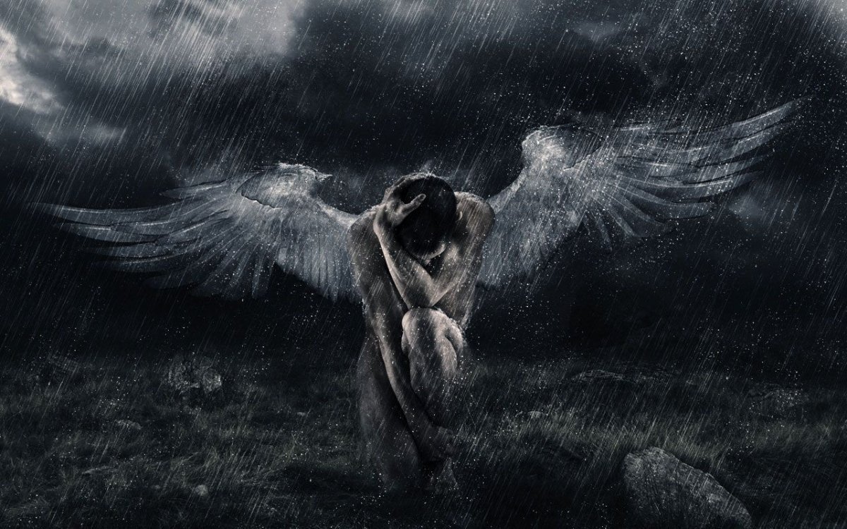 Грустная девушка ангел