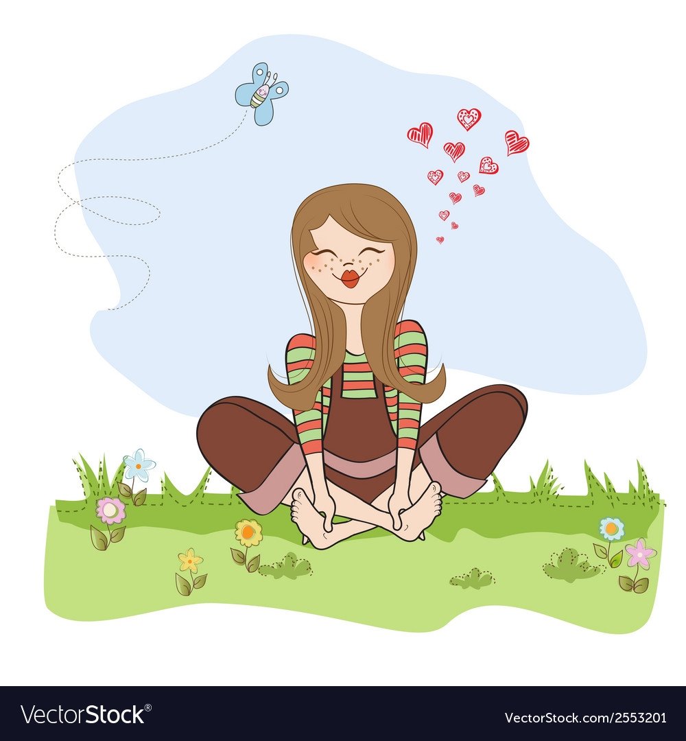 Девочка сидит рисунок