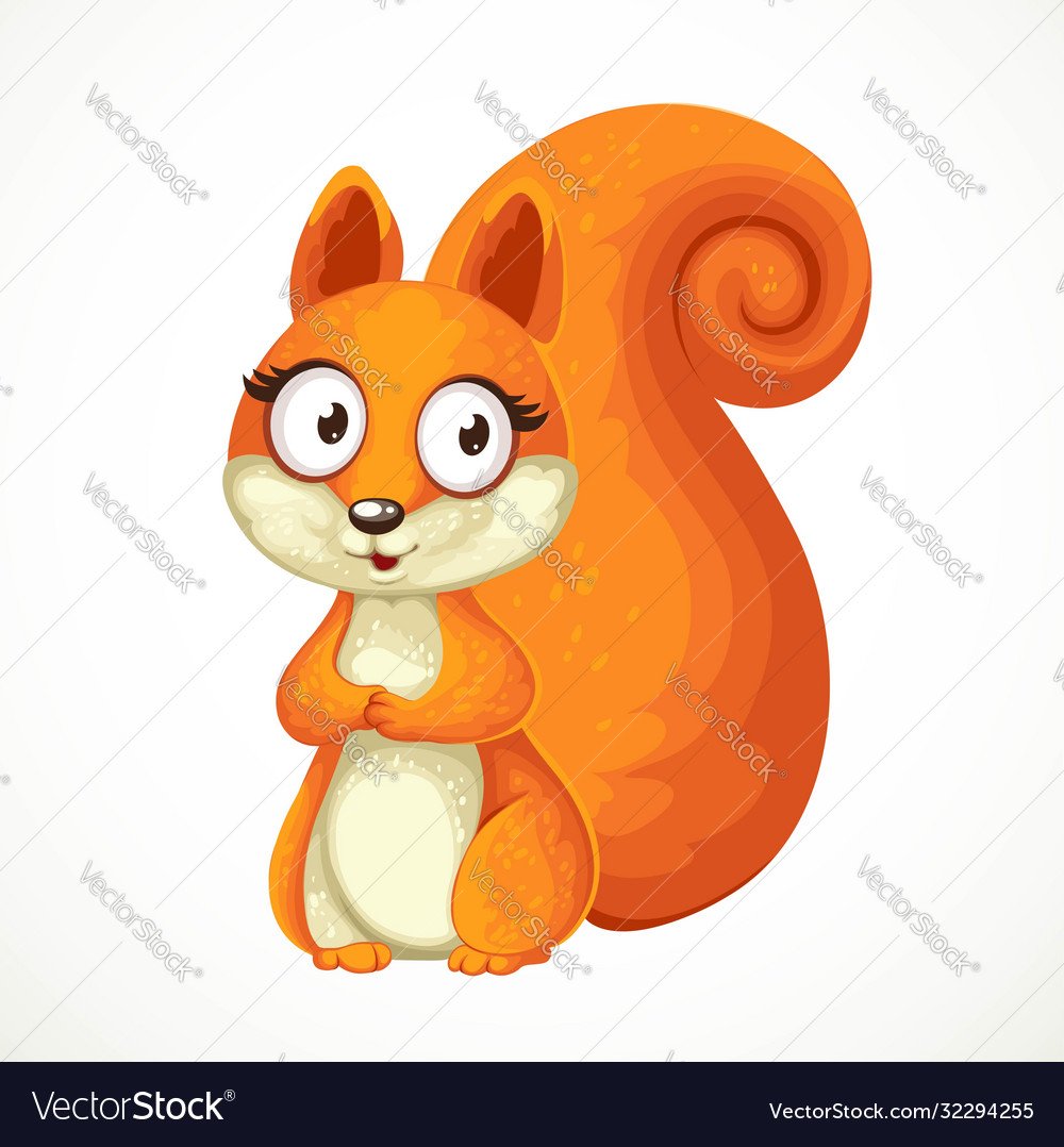 Белочка на белом фоне мультяшная