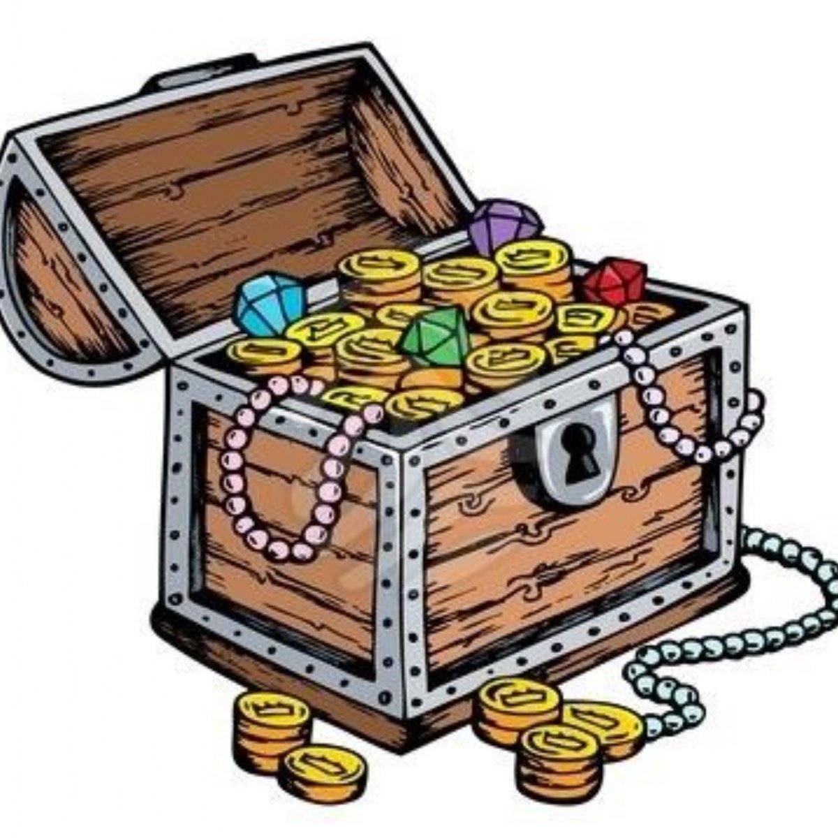 Сундук с монетами мультяшный