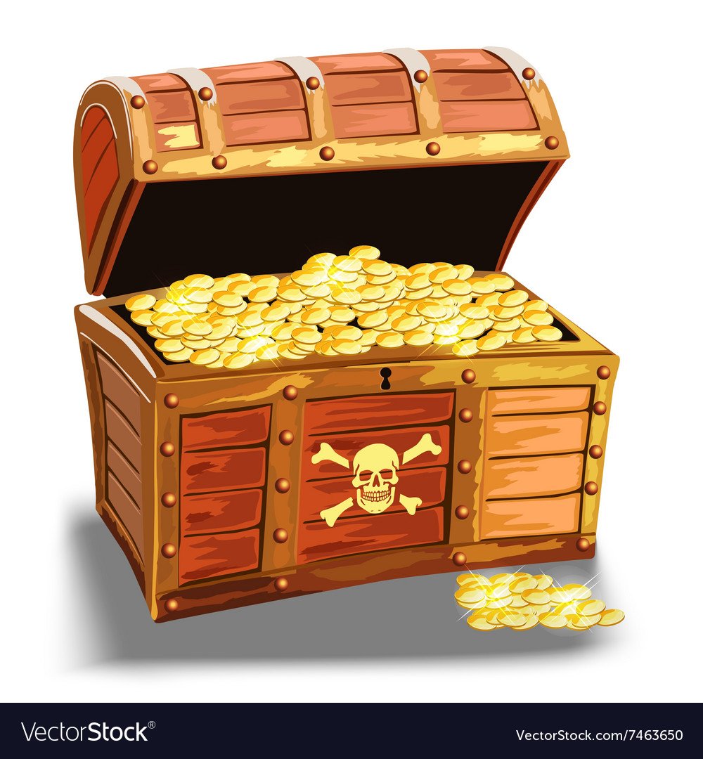 Сундук с сокровищами закрытый и открытый