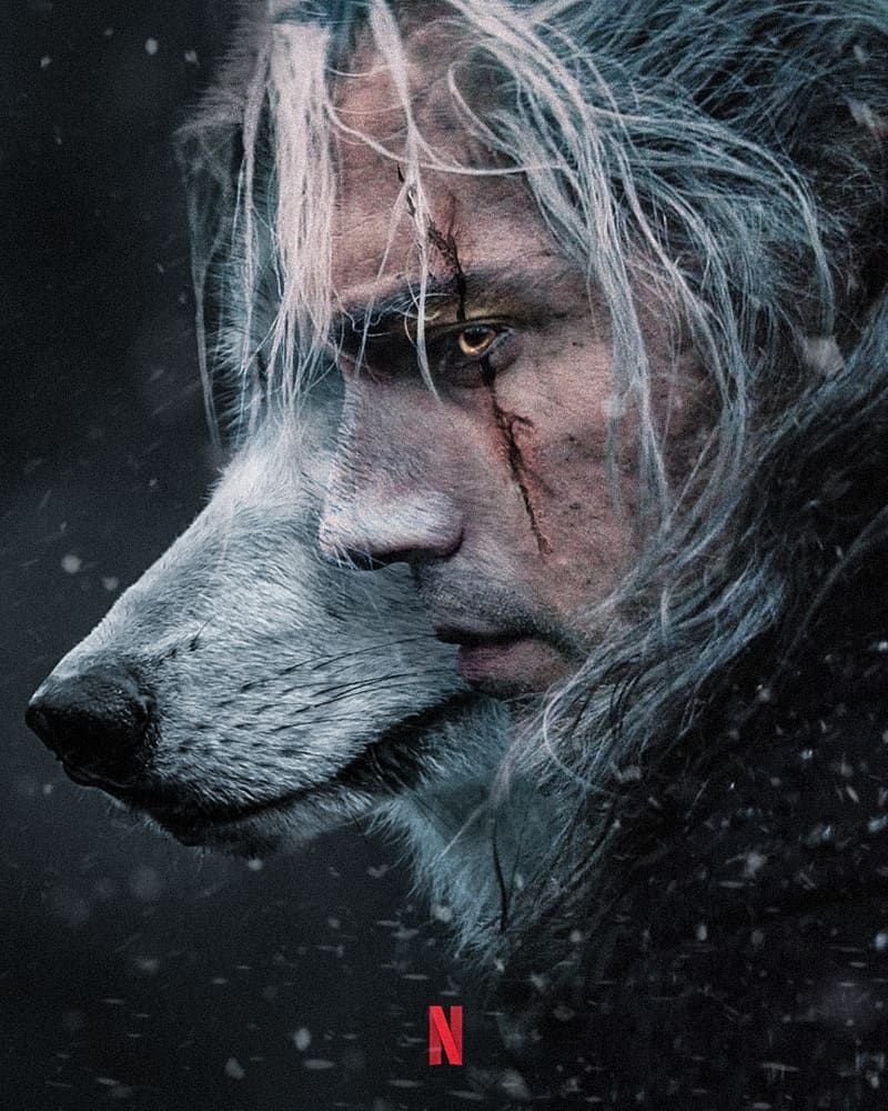 Ведьмак Геральт белый волк