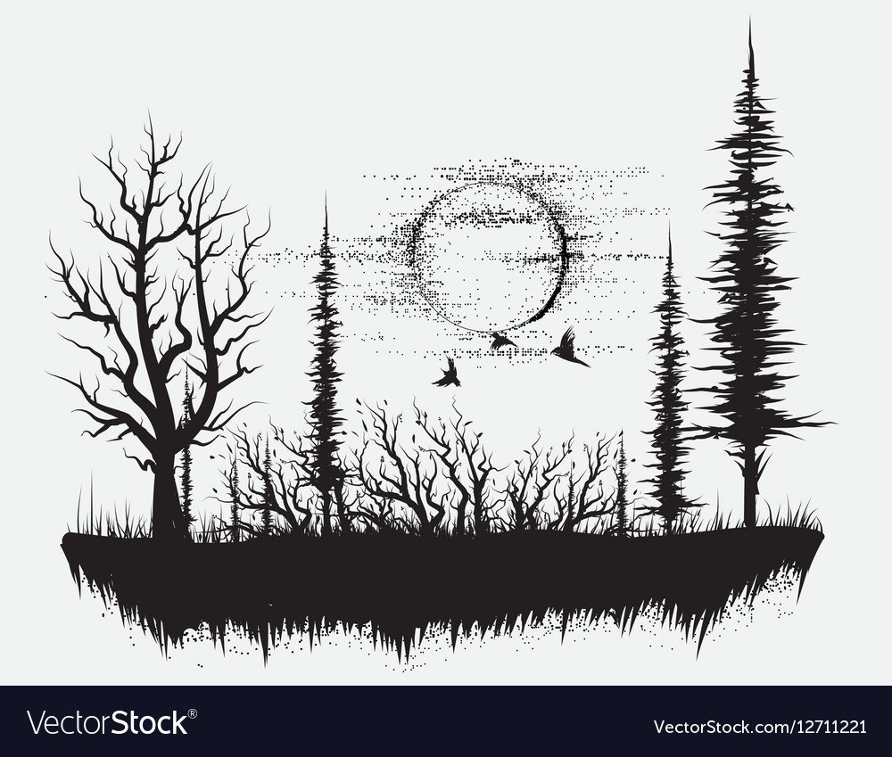 Лес силуэт тату